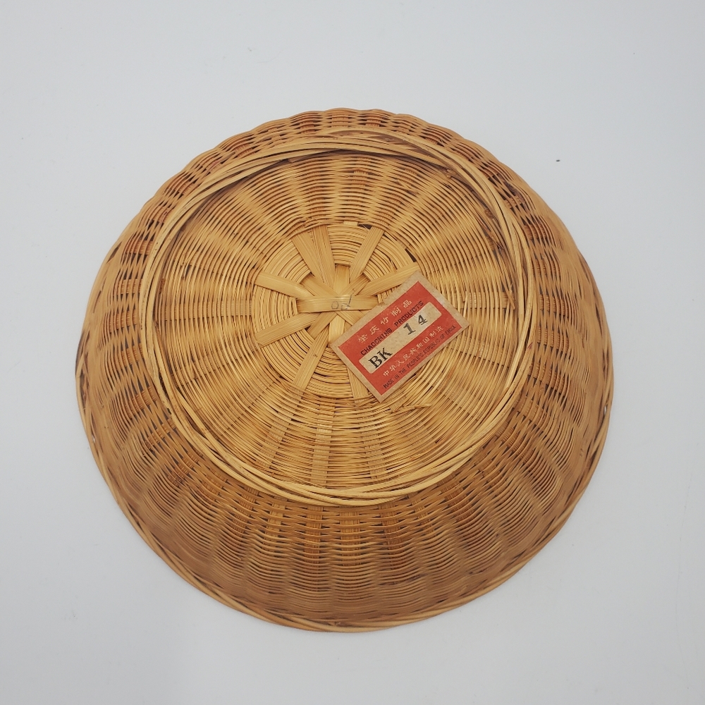 Boho Rattan Basket Bowl Wall Home Decor Tan Vintage - Picture 4 of 5